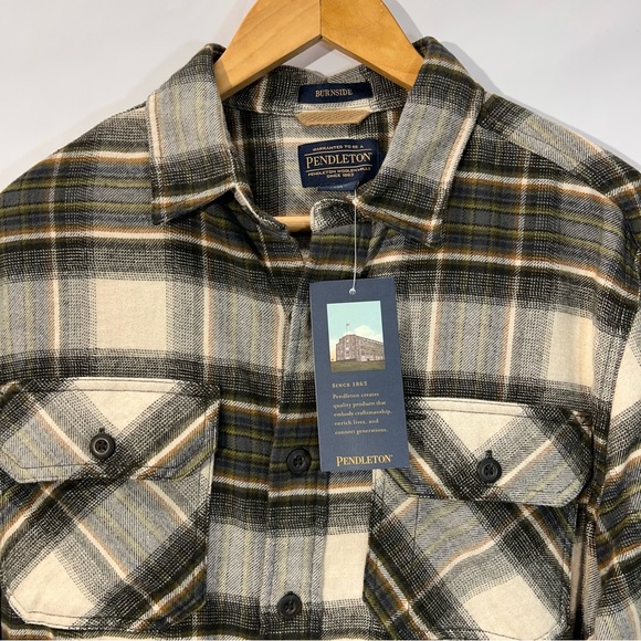 Pendleton greenPlaid Burnside double Brushed Flannel Shirt Sz Medium - Picture 2 of 11